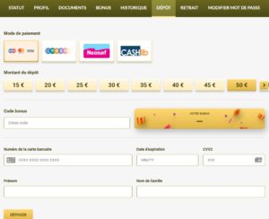 Royal Vincit options de paiement